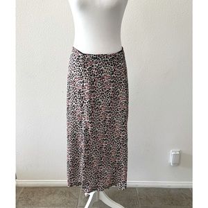 Zara pink/black leopard-print, silk skirt. Size M